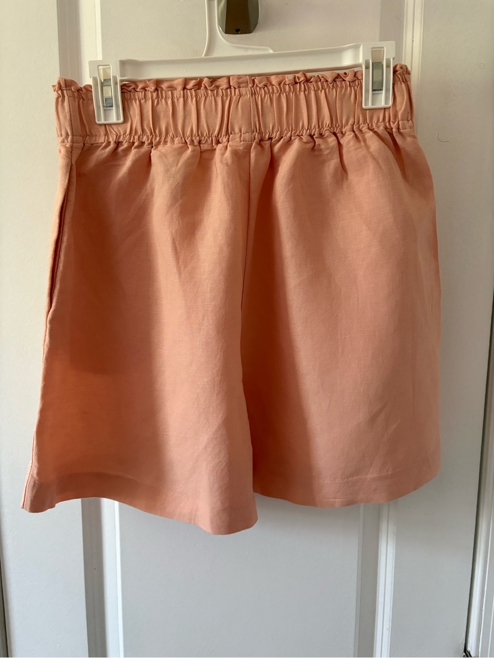 H&M Women’s Linen Blend Pull-On Shorts Peach Pink Elastic Waist Summer